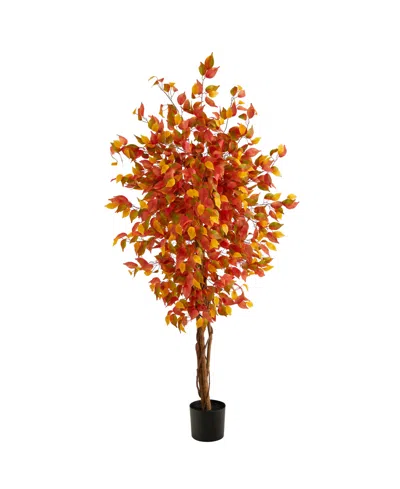 NEARLY NATURAL AUTUMN FICUS ARTIFICIAL FALL TREE, 6'