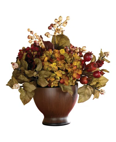 Nearly Natural Autumn Hydrangea With Vase In Orange