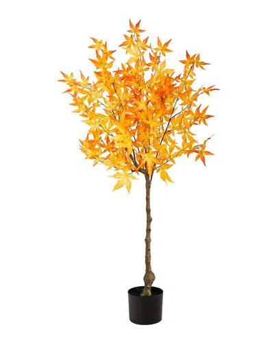 Nearly Natural Autumn Maple Artificial Tree 4ft. In Yellow