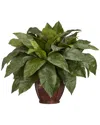 Nearly Natural Birds Nest Fern W/ Decorative Vase Silk Plant