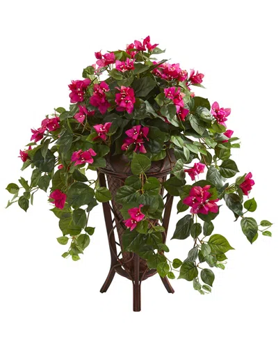 Nearly Natural Bougainvillea Artificial Plant In Stand Planter In Pink