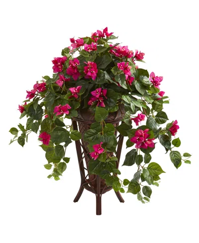 Nearly Natural Bougainvillea Artificial Plant In Stand Planter In Green