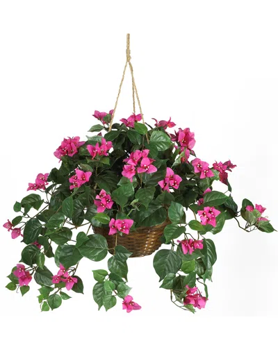 Nearly Natural Bougainvillea Hanging Basket Silk Plant In Pink