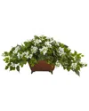 Nearly Natural Bougainvillea In Metal Planter In White