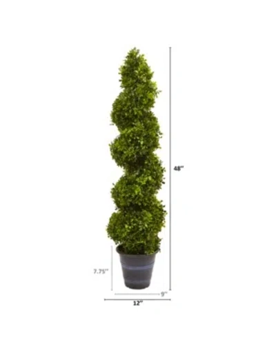 Nearly Natural Boxwood Spiral Topiary With Planter In Green