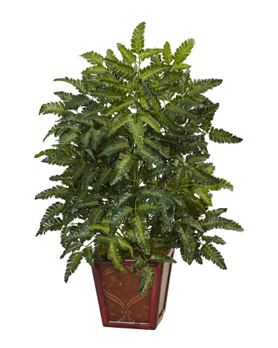 Nearly Natural Bracken Artificial Fern In Wooden Planter
