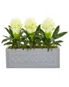 Nearly Natural Bromeliad Artificial Plant In Stone Planter In White