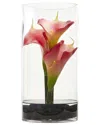 Nearly Natural 12" Calla Lily Artificial Arrangement In Cylinder Glass Vase Ii In Pink