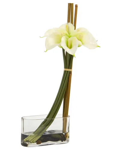 Nearly Natural Calla Lily With Bamboo Artificial Arrangement In Cream