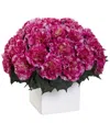 Nearly Natural Carnation Arrangement W/vase In Dark Pink