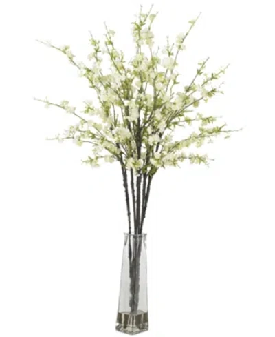 Nearly Natural Cherry Blossom Artificial Flower Arrangement In Vase In White