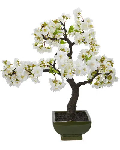 Nearly Natural Cherry Blossom Bonsai Artificial Tree In White
