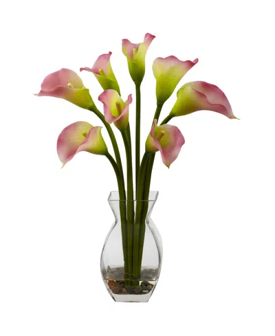 Nearly Natural Mini Calla Lily Artificial Flower Arrangement In Pink