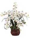 Nearly Natural White Cymbidium Artificial Arrangement With Decorative Vase In Multi