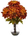 Nearly Natural Dahlia Silk Arrangement In Brown