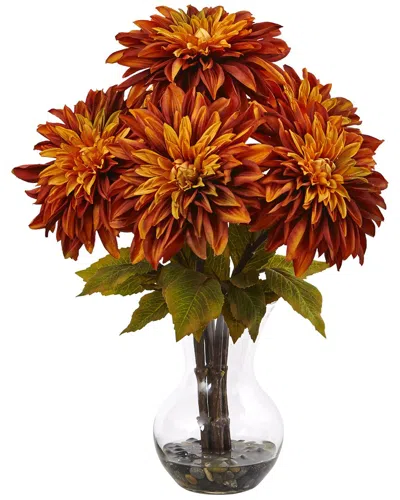 Nearly Natural Dahlia Silk Arrangement In Brown