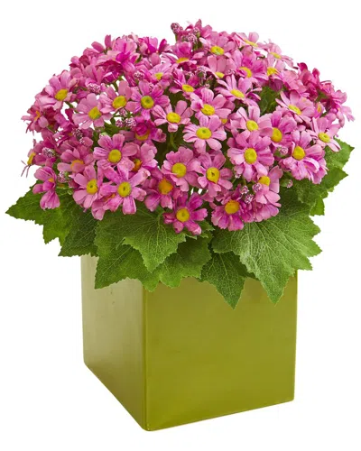 Nearly Natural Daisy Artificial Arrangement In Green Vase In Mauve