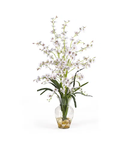 Nearly Natural Dancing Lady Liquid Illusion Silk Flower Arrangement In White