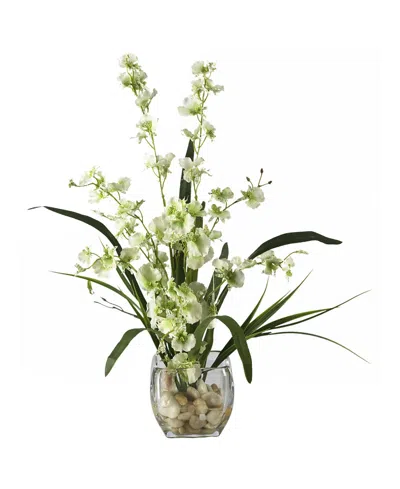Nearly Natural Dancing Lady Orchid Liquid Illusion Artificial Flower Arrangement In Green