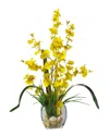 Nearly Natural Dancing Lady Orchid Liquid Illusion Silk Flower Arrangement
