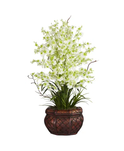 Nearly Natural Dancing Lady Silk Flower Arrangement In Green