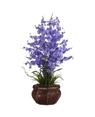 Nearly Natural Dancing Lady Silk Flower Arrangement In Purple