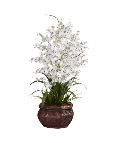 Nearly Natural Dancing Lady Silk Flower Arrangement In White