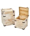 NEARLY NATURAL DECORATIVE WHITE WASH STORAGE BOXES-TRUNKS WITH METAL DETAIL
