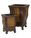 Nearly Natural Decorative Wood Planters - Set Of 2 In Brown