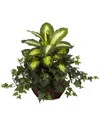 Nearly Natural Dieffenbachia And Ivy W/ Decorative Planter