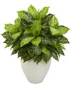 Nearly Natural Dieffenbachia Artificial Plant In White Planter In Green