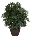 Nearly Natural Double Bamboo Palm With Decorative Planter Silk Plant In Green