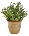 Nearly Natural Eucalyptus And Sedum Succulent Artificial Plant In Ceramic Planter In Green