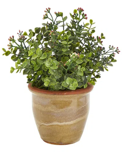 NEARLY NATURAL NEARLY NATURAL EUCALYPTUS & SEDUM SUCCULENT ARTIFICIAL PLANT IN CERAMIC PLANTER