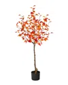 Nearly Natural Fall Birch Artificial Autumn Tree 4ft. In Orange