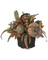 Nearly Natural Fall Pumpkin & Berry Table Arrangement In Multi