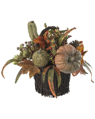 Nearly Natural Fall Pumpkin & Berry Table Arrangement In Multi