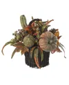 Nearly Natural Fall Pumpkin And Berry Table Arrangement In Green