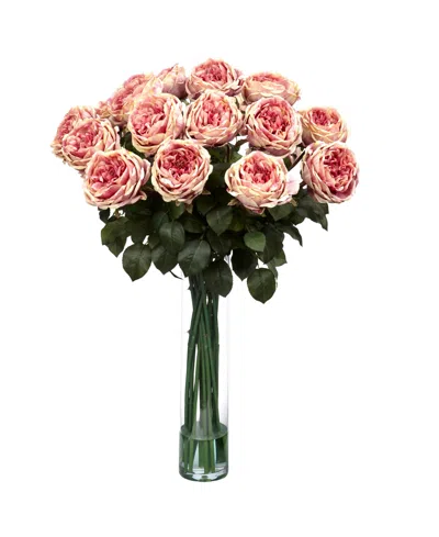 Nearly Natural Fancy Rose Silk Flower Arrangement In Pink