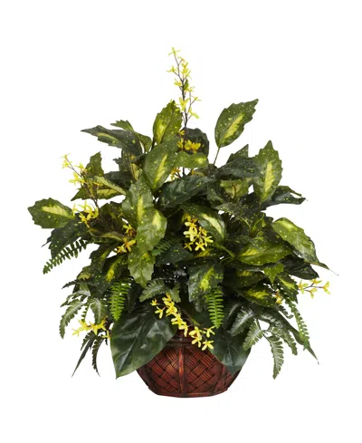 Nearly Natural Forsythia And Mixed Greens Silk Plant