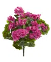 Nearly Natural Geranium Artificial Bush, Uv Resistant, Set Of 3 In Beauty Pink