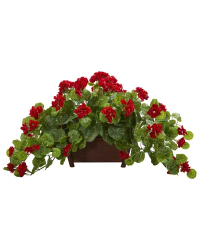 Nearly Natural Geranium Artificial Plant In Decorative Planter In Red