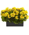 Nearly Natural Geranium Silk Plant In Rectangular Planter, Uv Resistant In Yellow