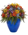 Nearly Natural Giant Mixed Floral Artificial Arrangement In Vase In Multicolor