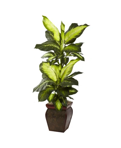 Nearly Natural Golden Dieffenbachia Artificial Plant In Decorative Planter In Green