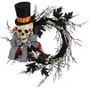 Nearly Natural Halloween Dapper Skeleton Wreath In Black