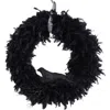 Nearly Natural Halloween Raven Feather Wreath In Black