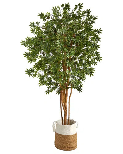 Nearly Natural Handmade 6ft Japanese Maple Artificial Tree In Jute & Cotton Planter In Green