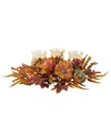 Nearly Natural Harvest Triple Candelabrum In Orange