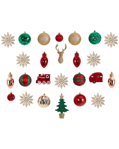 Nearly Natural Holiday Deluxe Shatterproof 25-count Christmas Tree Ornaments In Multicolor